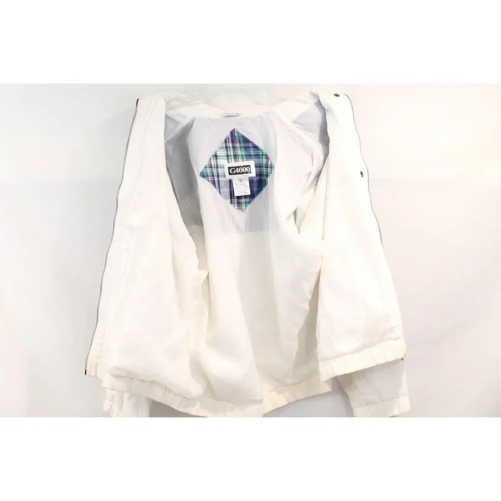 G4000 Vintage Patchwork Jacket Oversize S White Lined Hidden Full Zip Snap Up - Picture 7 of 9